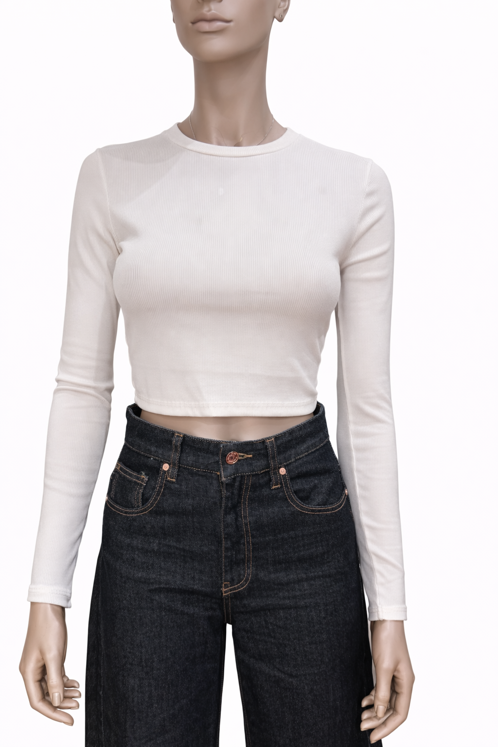 Maglia crop a costine