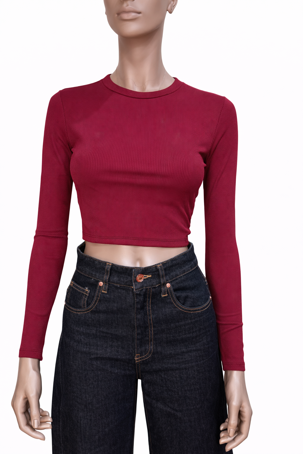 Maglia crop a costine