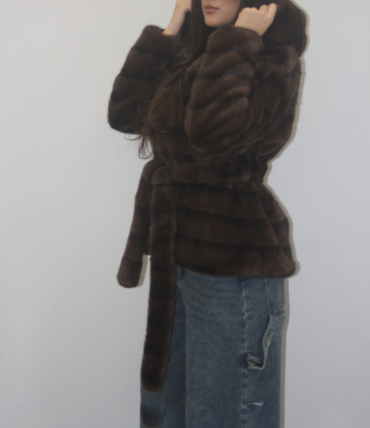 Pelliccia Brown con cintura