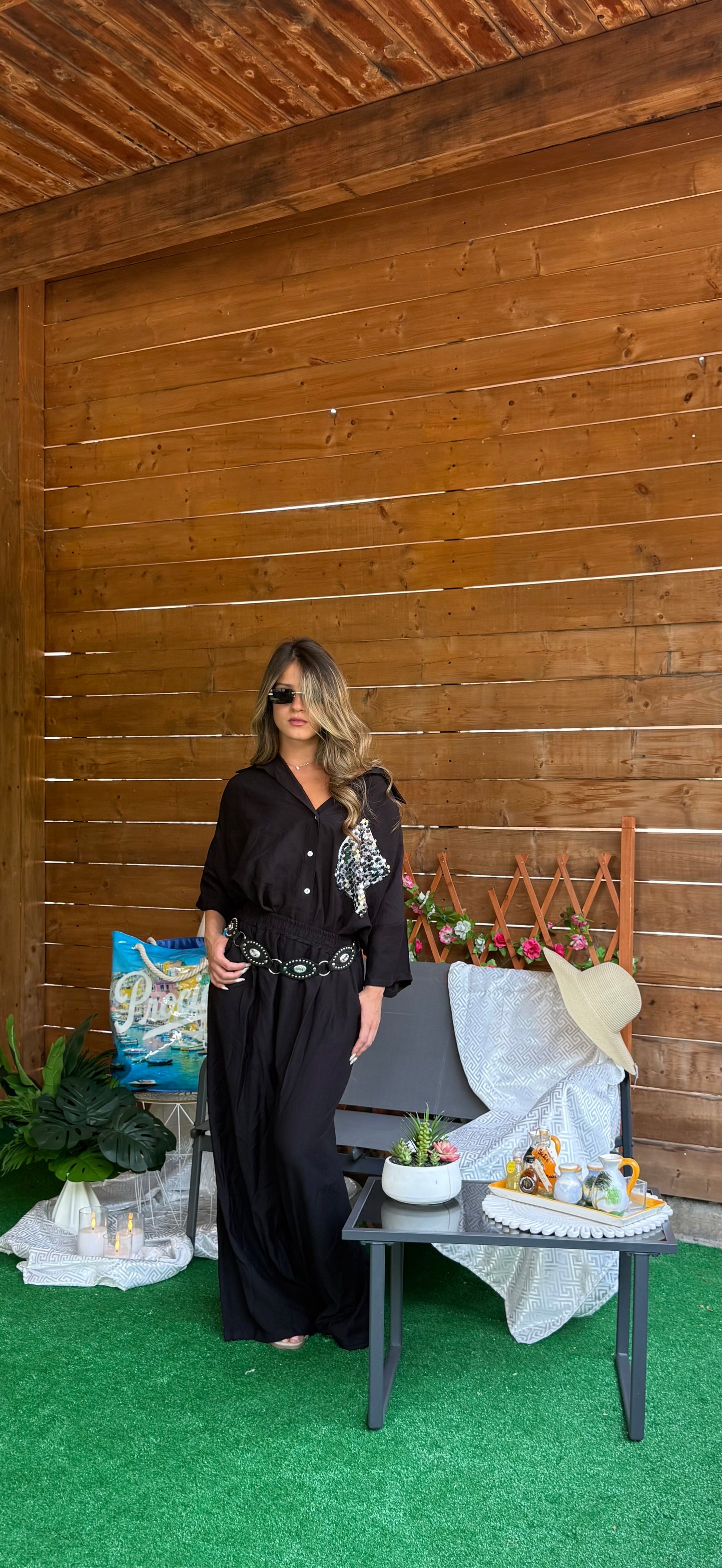 Coordinato Simil Lino Black