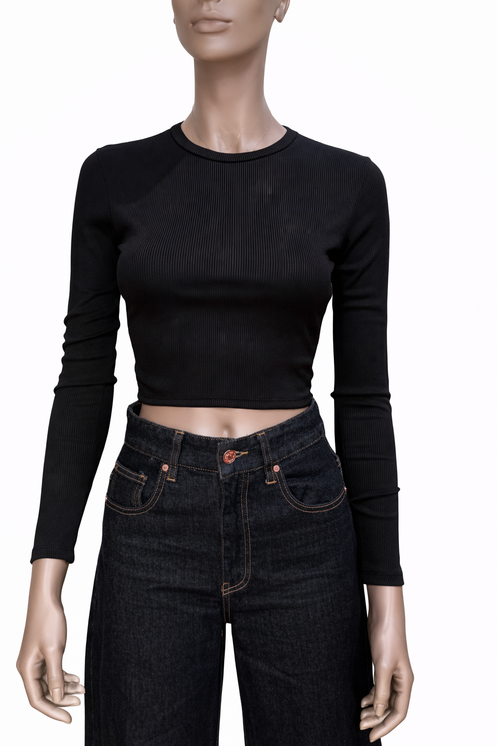 Maglia crop a costine